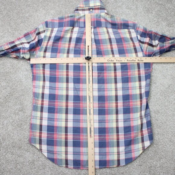 GANT Rugger Shirt Mens Large Red/Blue Plaid E-Z Fit Cotton Long Sleeve Button - Picture 13 of 16
